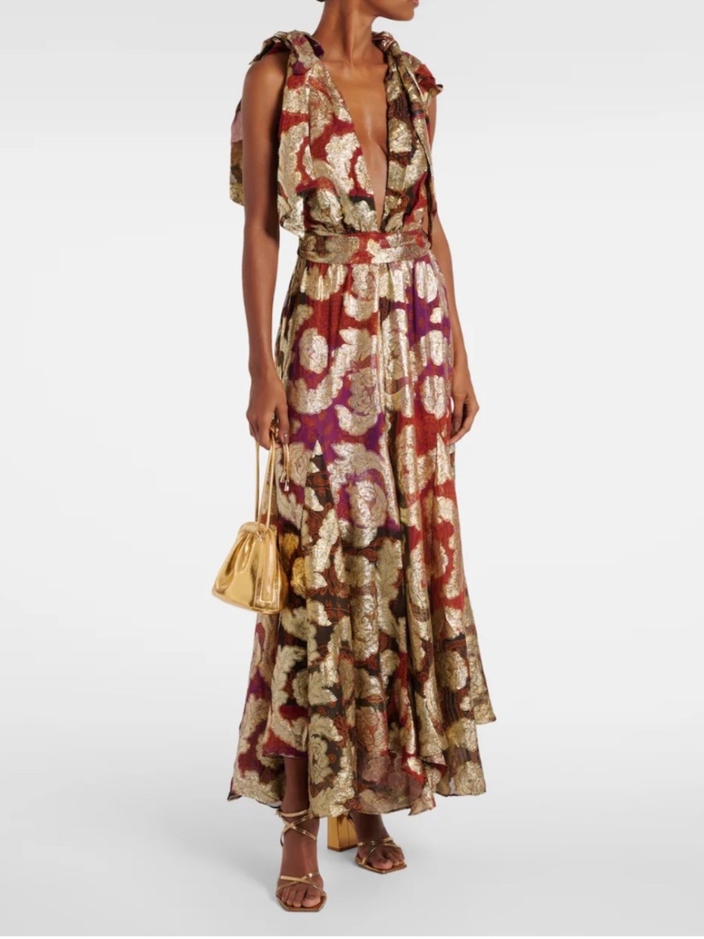 Farm Rio Lamé Jacquard Maxi Dress - Picture 10 of 11